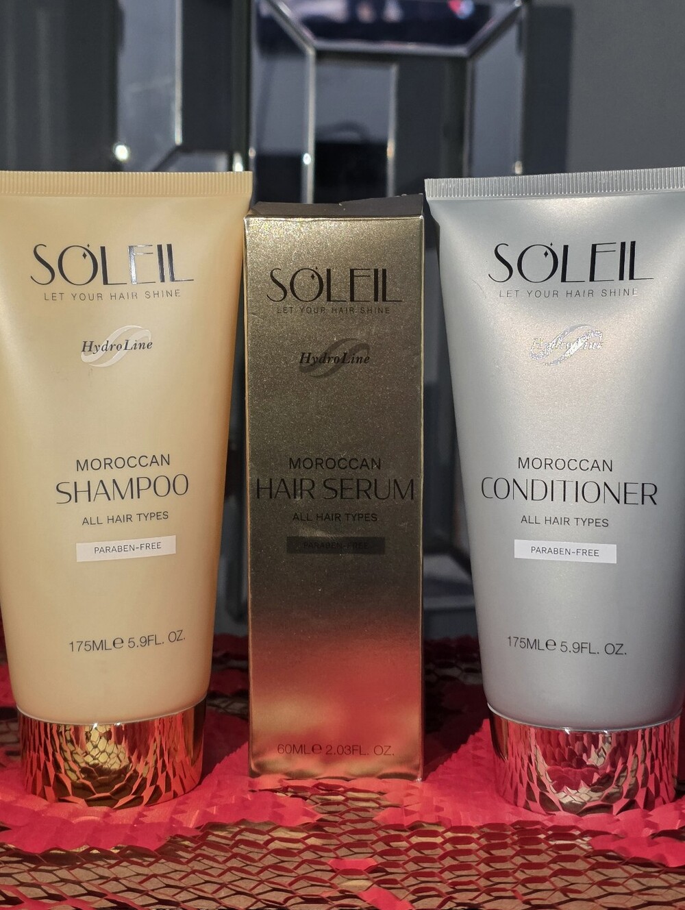 Soleil HydroLine Moroccan Hair Care 3-Piece Set - Shampoo, Conditioner & Serum